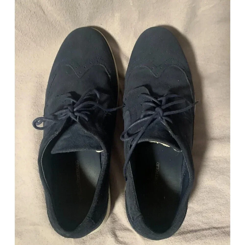 PERRY ELLIS PORTFOLIO Dress Shoes Men's Size 11.5 Blue Leather Oxford White Sole